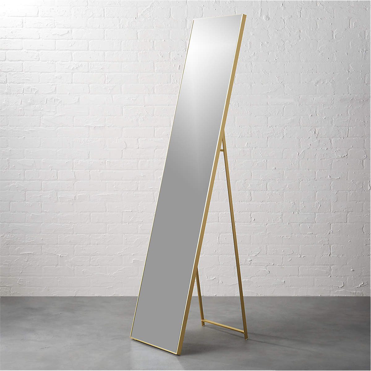 Infinity Modern Standing Brass Floor Length Mirror 16"x69" + Reviews CB2