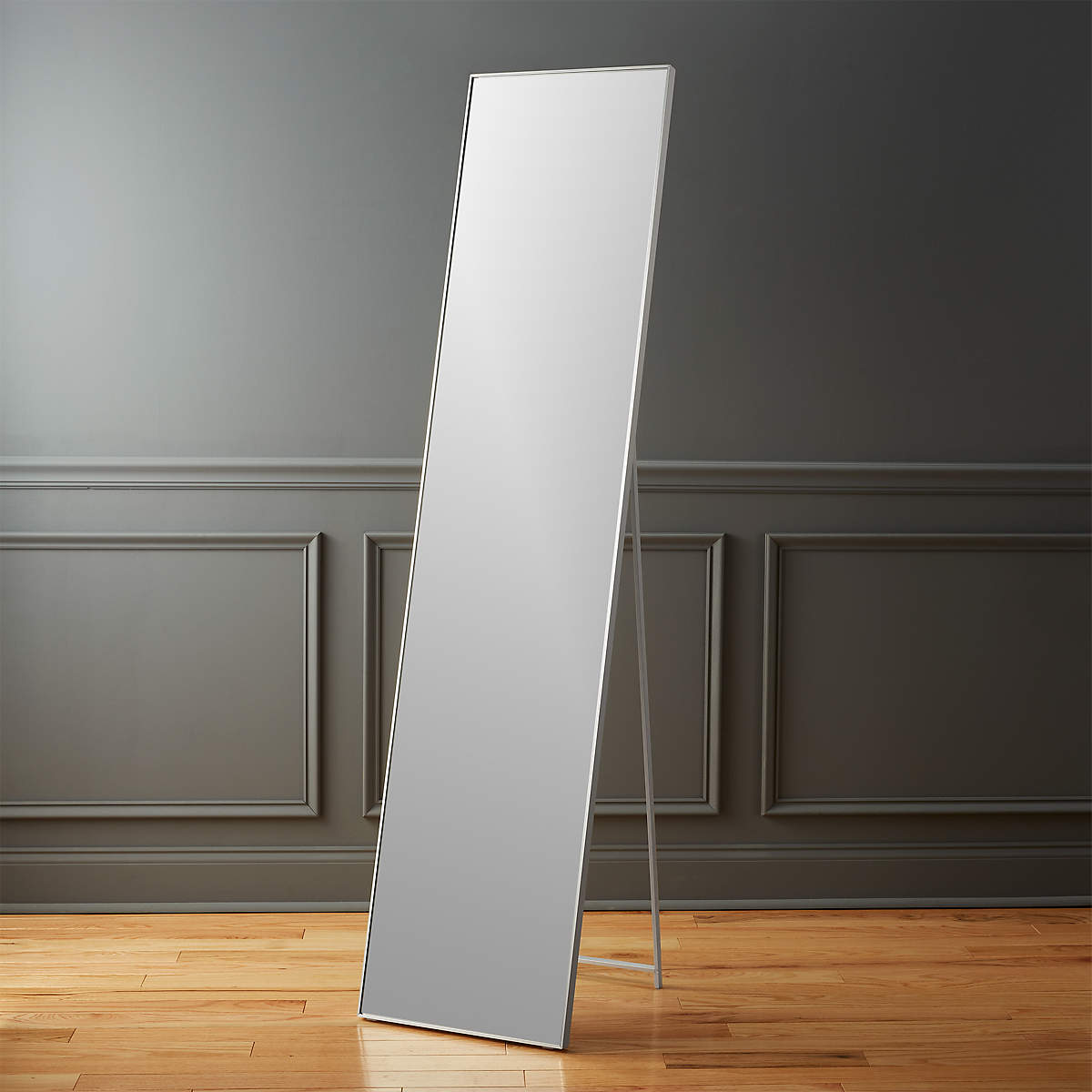 Infinity Modern Standing Silver Floor Length Mirror 16"x69" + Reviews | CB2