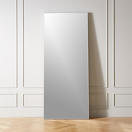 white floor mirror with lights
