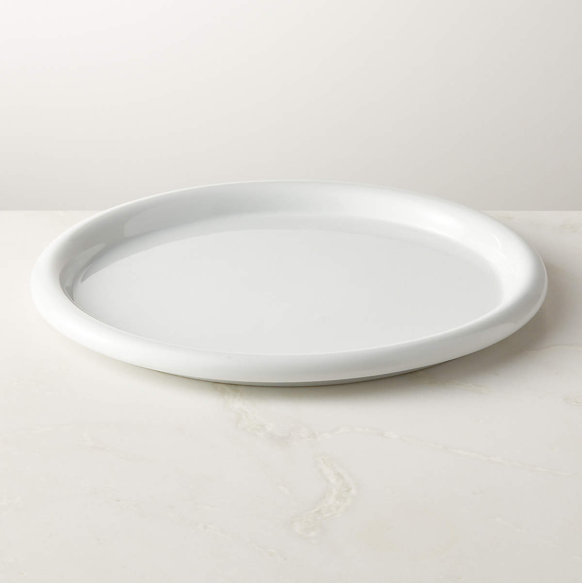 Inge Modern White Round Pizza Serving Platter CB2