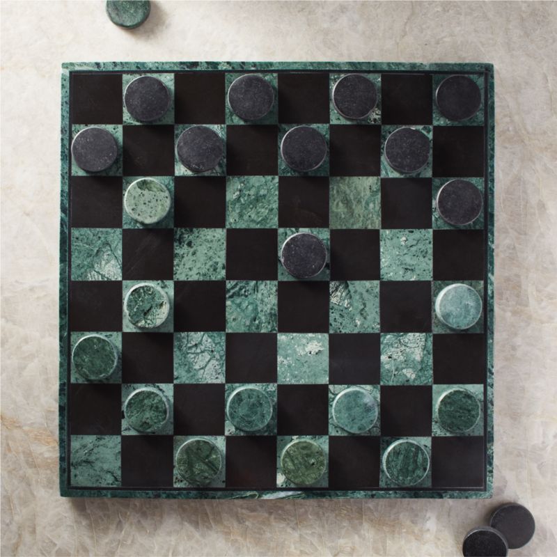View Inlay Green Marble Checkers Set details