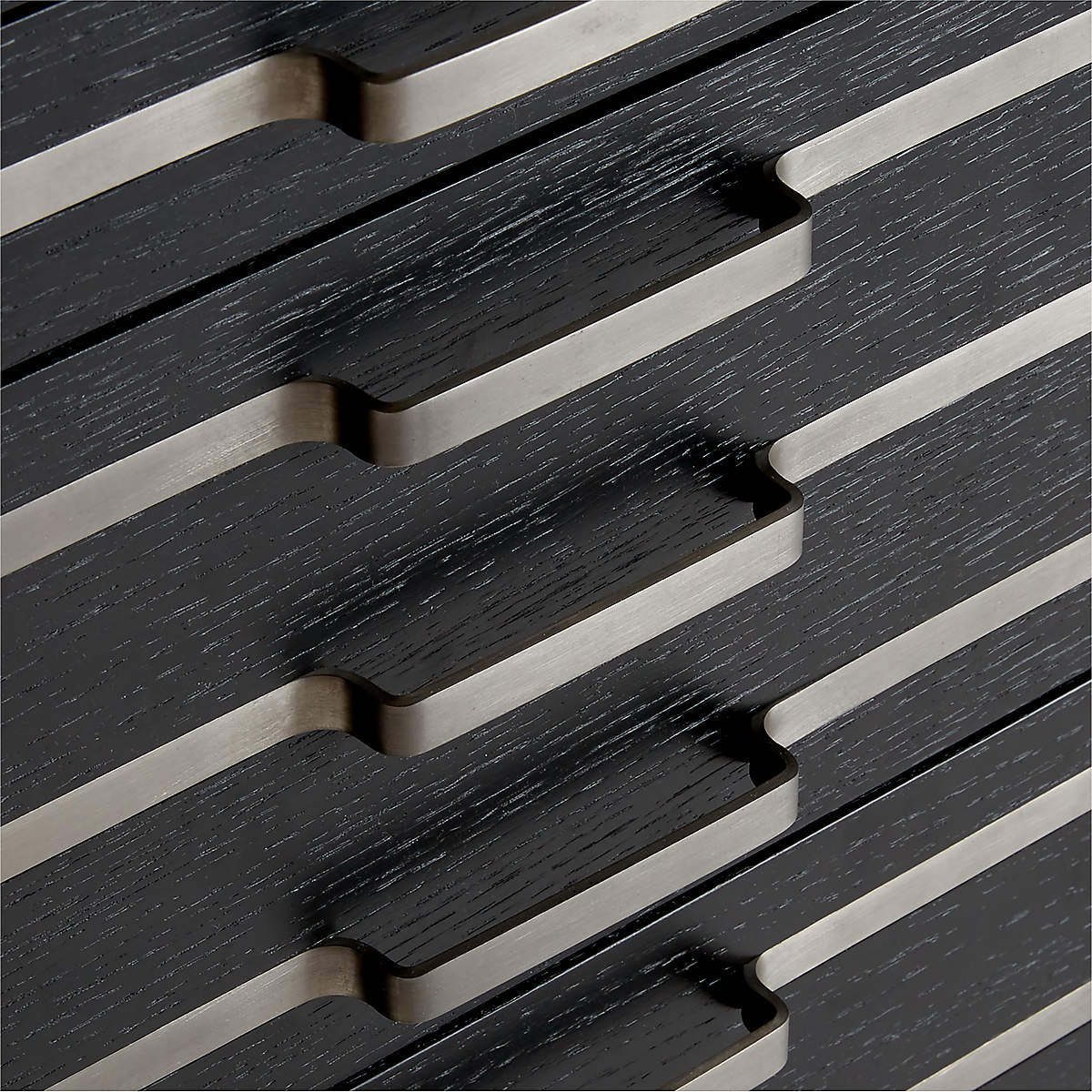 Inline Black Oak Wood 4 Drawer File Cabinet with Blackened Steel