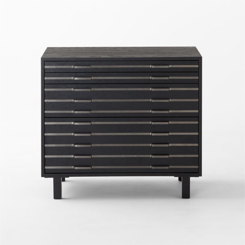 Inline Black Oak Wood 4-Drawer File Cabinet with Blackened Steel Handles - image 3 of 10