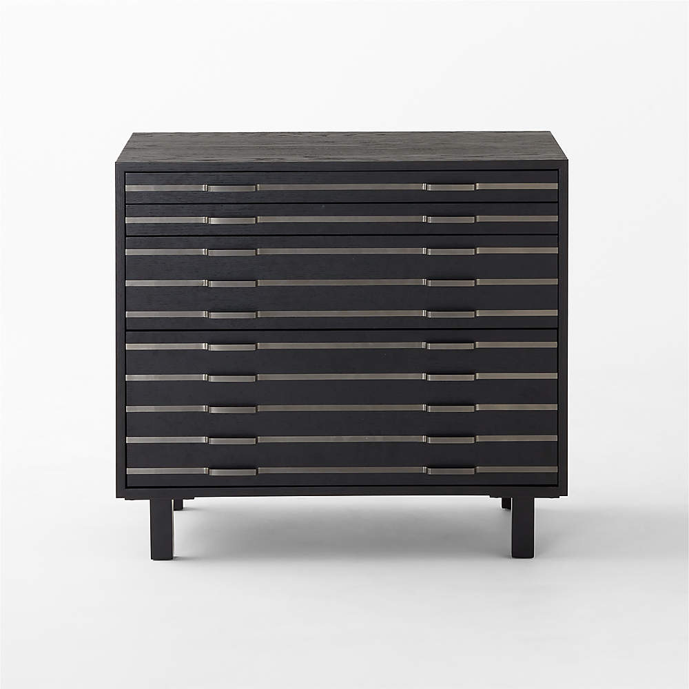 Inline Black Oak Wood 4-Drawer File Cabinet with Blackened Steel Handles +  Reviews