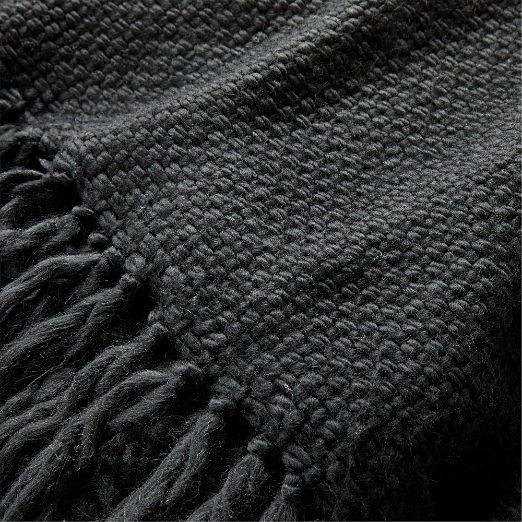 Intergrate Basket Weave Black Throw Blanket