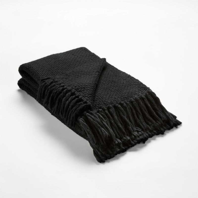 Intergrate Basket Weave Black Throw Blanket - image 2 of 7