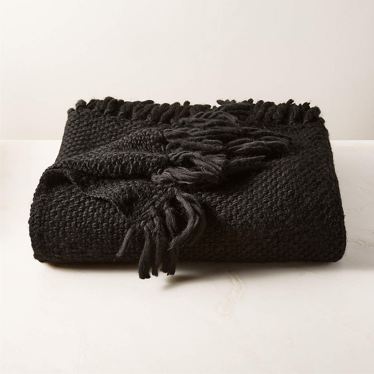 Intergrate Basket Weave Black Throw Blanket + Reviews CB2 Canada