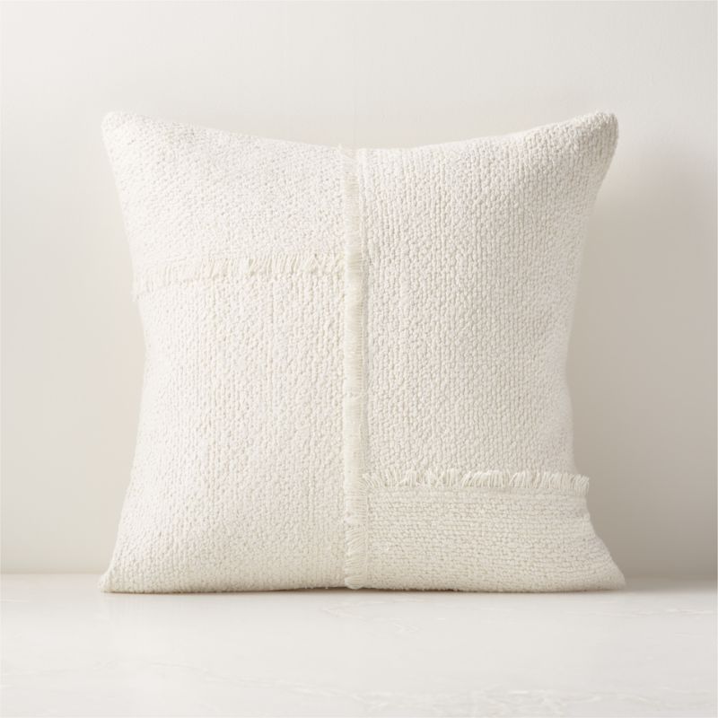 View Intersect Ivory White Boucle Throw Pillow with Feather-Down Insert 20" details