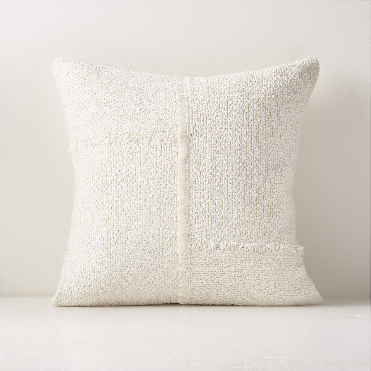 Intersect White Boucle Modern Throw Pillow with Down-Alternative Insert 20" + Reviews | CB2