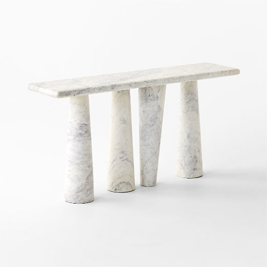 Inverse 60" White Marble Console Table