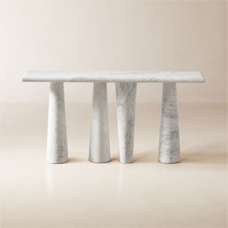 Inverse 60" White Marble Console Table - image 0 of 9