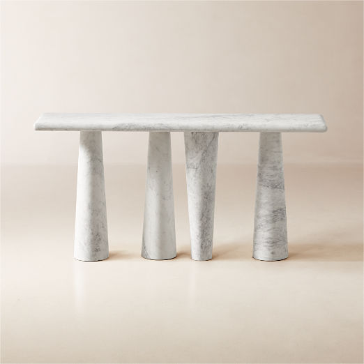 Inverse 60" White Marble Console Table