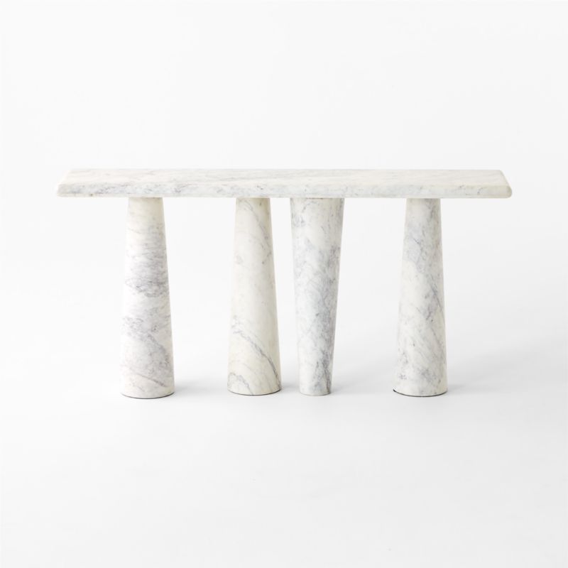 Inverse 60" White Marble Console Table - image 5 of 9