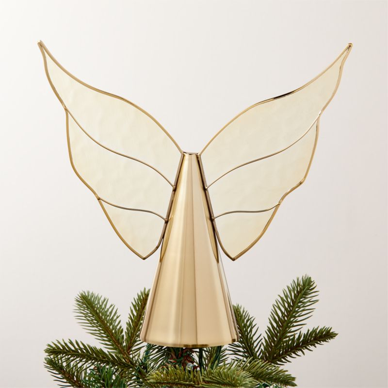 View Invisible Angel Gold Metal and Clear Glass Christmas Tree Topper details