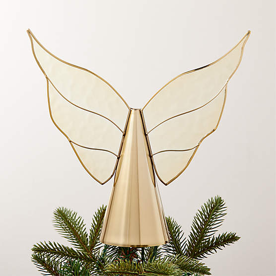 Invisible Angel Gold Metal and Clear Glass Christmas Tree Topper