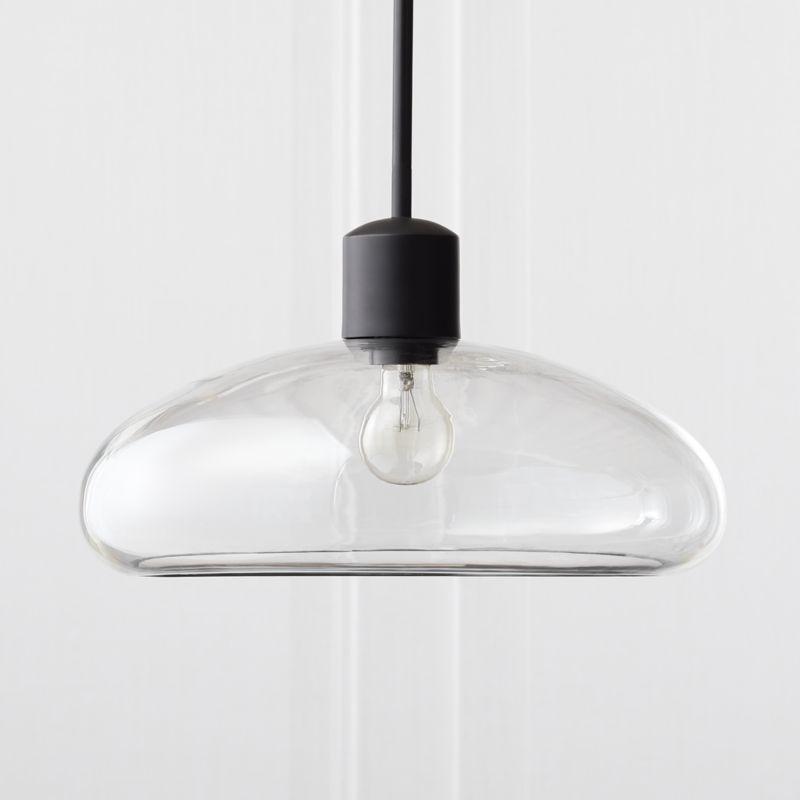 Iona Matte Black and Clear Glass Pendant Light CB2