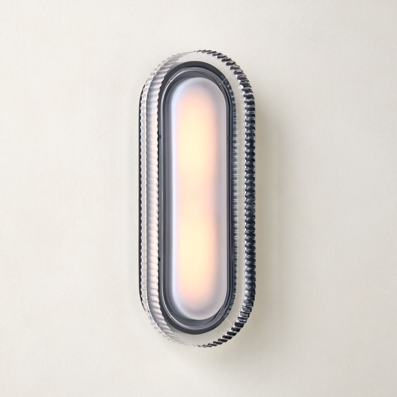 View Iona Oval Ribbed Cast Glass Indoor/Outdoor Wall Sconce details