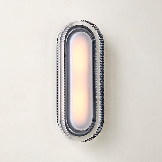 Iona Oval Ribbed Cast Glass Indoor/Outdoor Wall Sconce Set of 2