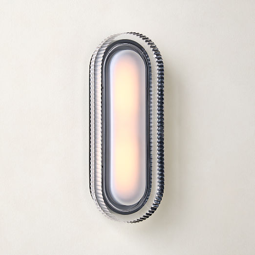 Iona Oval Ribbed Cast Glass Indoor/Outdoor Wall Sconce Set of 2