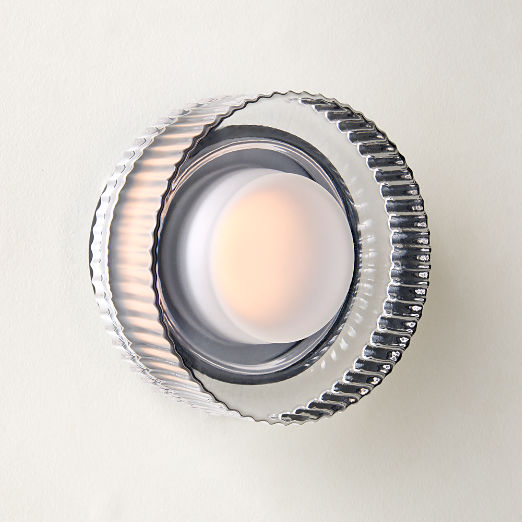 Iona Round Ribbed Cast Glass Indoor/Outdoor Wall Sconce