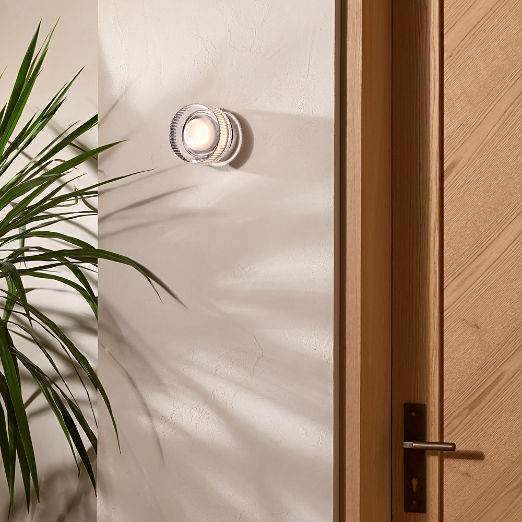 Iona Round Ribbed Cast Glass Indoor/Outdoor Wall Sconce