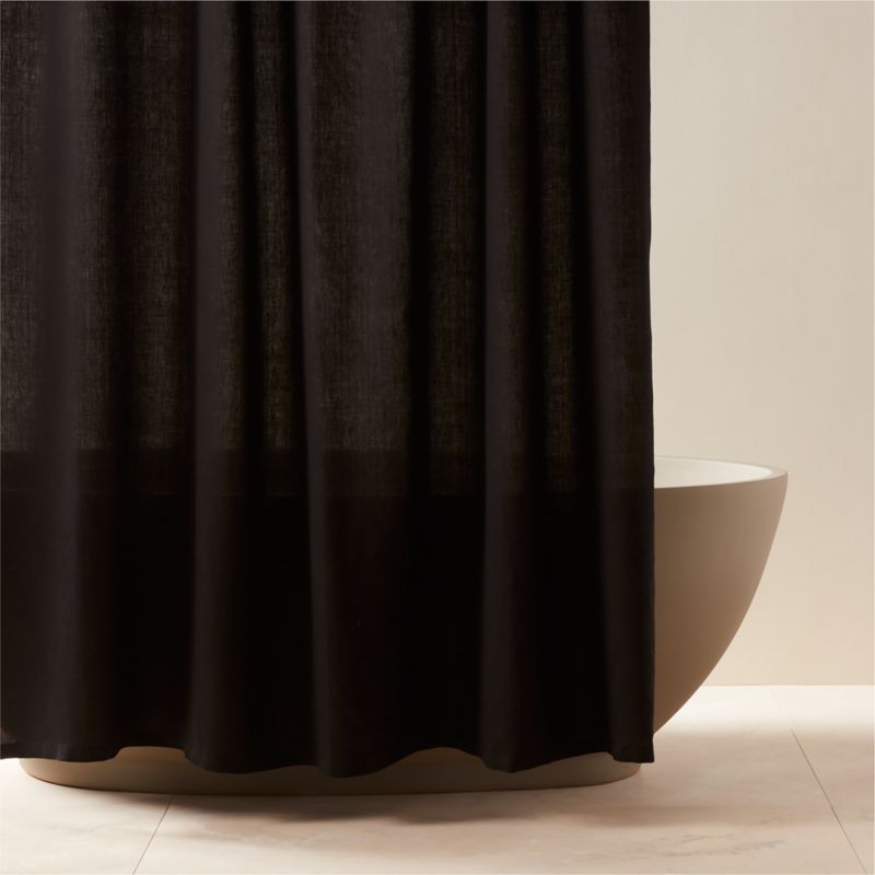 Ira Black Solid Linen Shower Curtain 72" - image 0 of 3