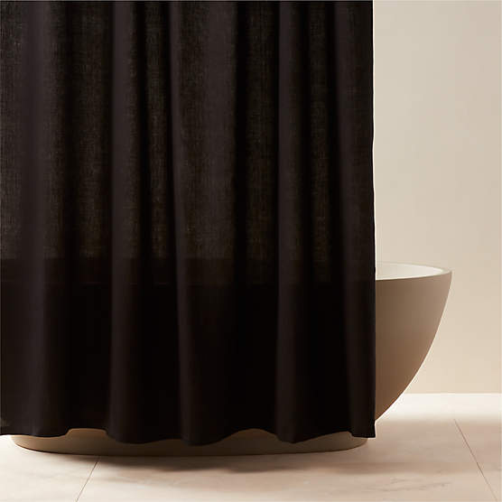 Ira Black Solid Linen Shower Curtain 84"