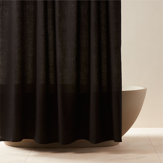 Ira Black Solid Linen Shower Curtain