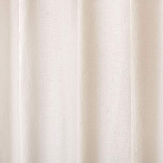 Ira Bright White Solid Linen Shower Curtain 84"