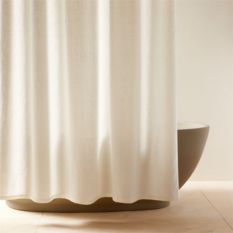 View Ira Ivory Solid Linen Shower Curtain 72" details