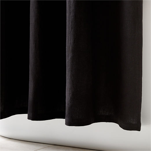 Ira Black Solid Linen Shower Curtain