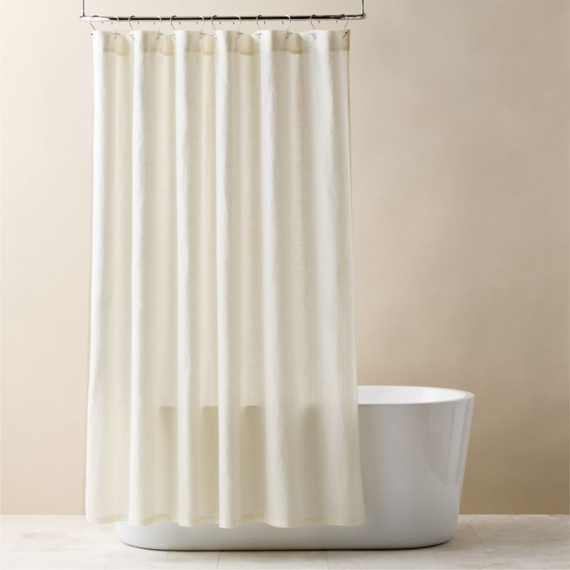 View Ira Ivory Solid Linen Shower Curtain 72" details