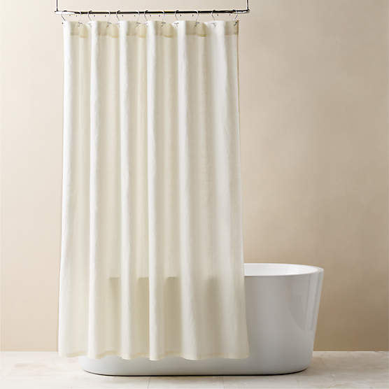 Ira Ivory Solid Linen Shower Curtain 72"