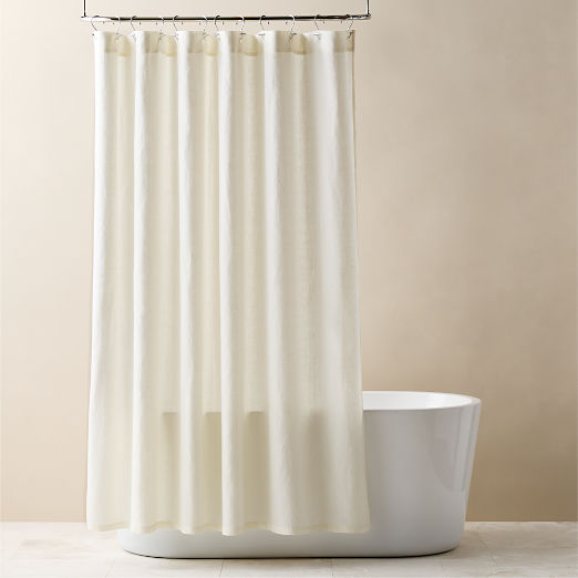 Ira Ivory Solid Linen Shower Curtain 72"