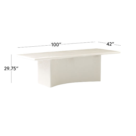 Irie 100" Rectangular White Concrete Dining Table