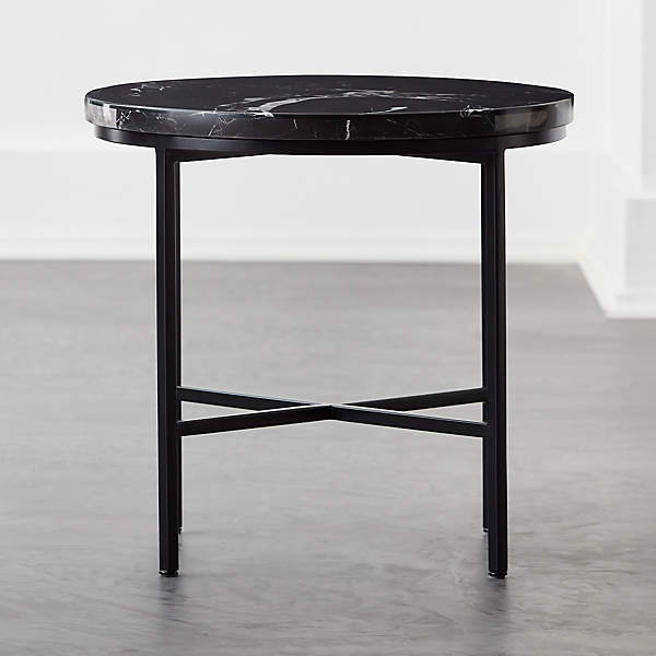 Irwin Black Marble Side Table Cb2, Black Marble Side Table With Gold Legs