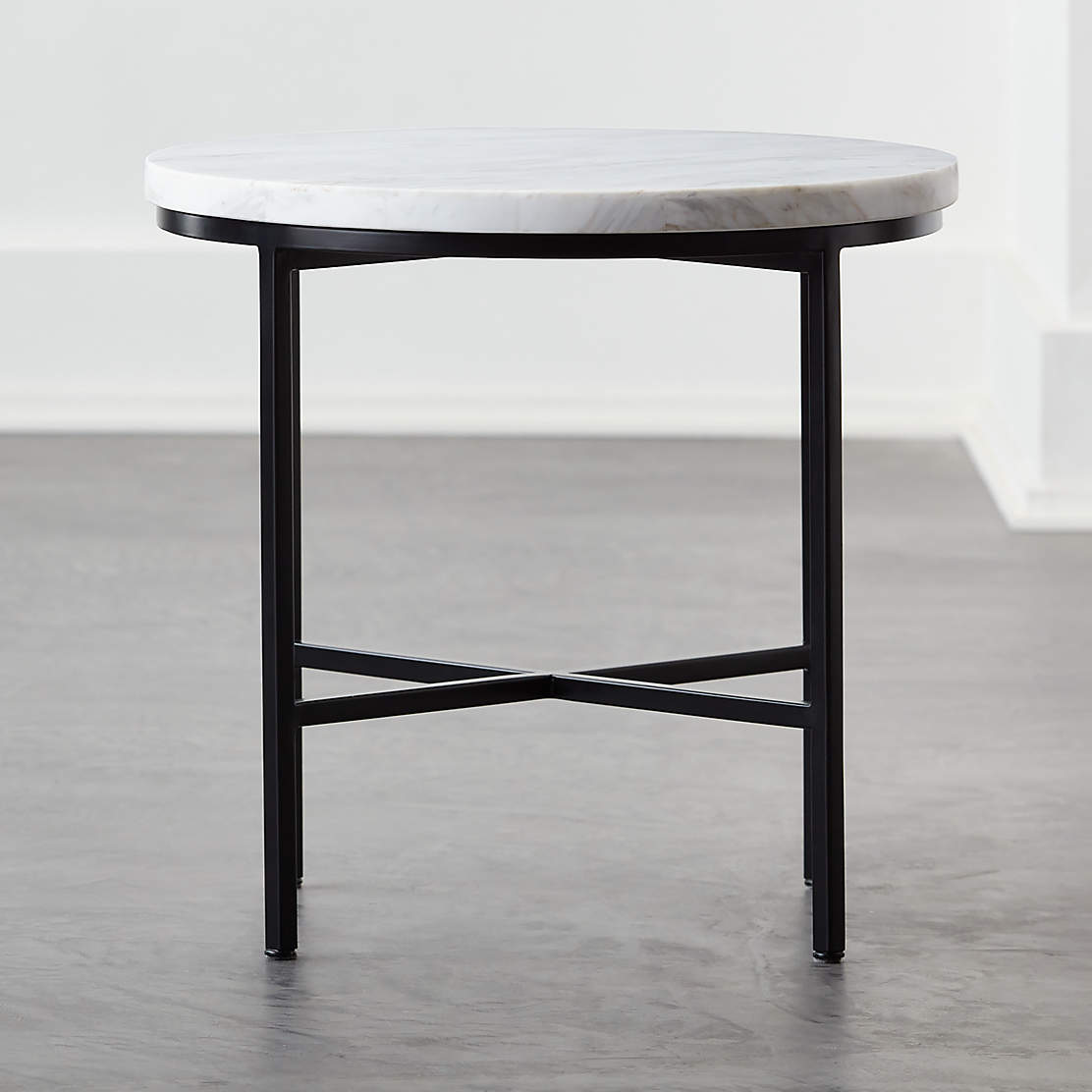 Discus Round Marble Modern Side Table + Reviews CB2 Canada