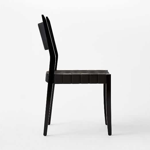 Irwin Woven Black Leather Dining Chair by Paul McCobb