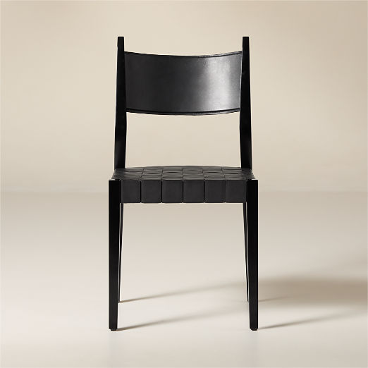 Irwin Woven Black Leather Dining Chair by Paul McCobb