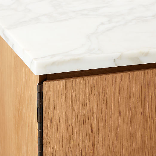 Irwin 71" White Marble and Natural Oak Media Console Model C7305 by Paul McCobb
