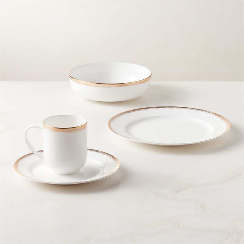 Isa 4-Piece White Fine Bone China Dinnerware Set with Pasta Bowl - image 0 of 2