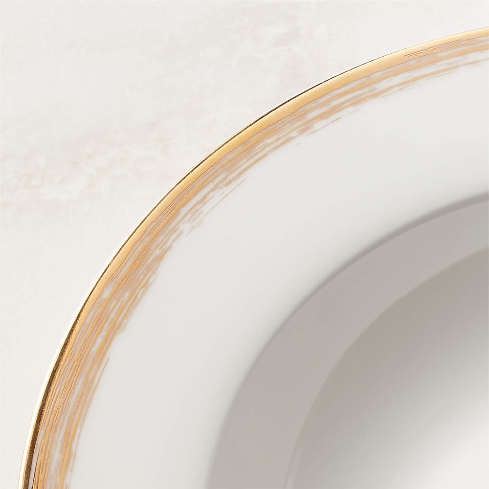 Williams Sonoma Brasserie White Fine China Gold Trim 8.75 Soup