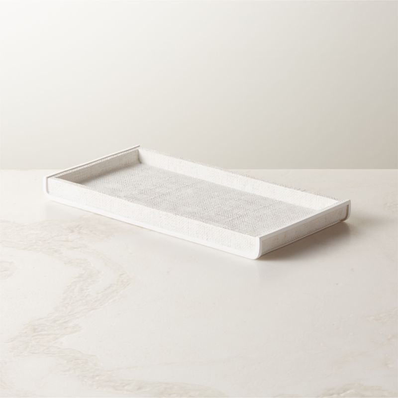 View Isabel Lacquered Linen Ivory Vanity Tray details