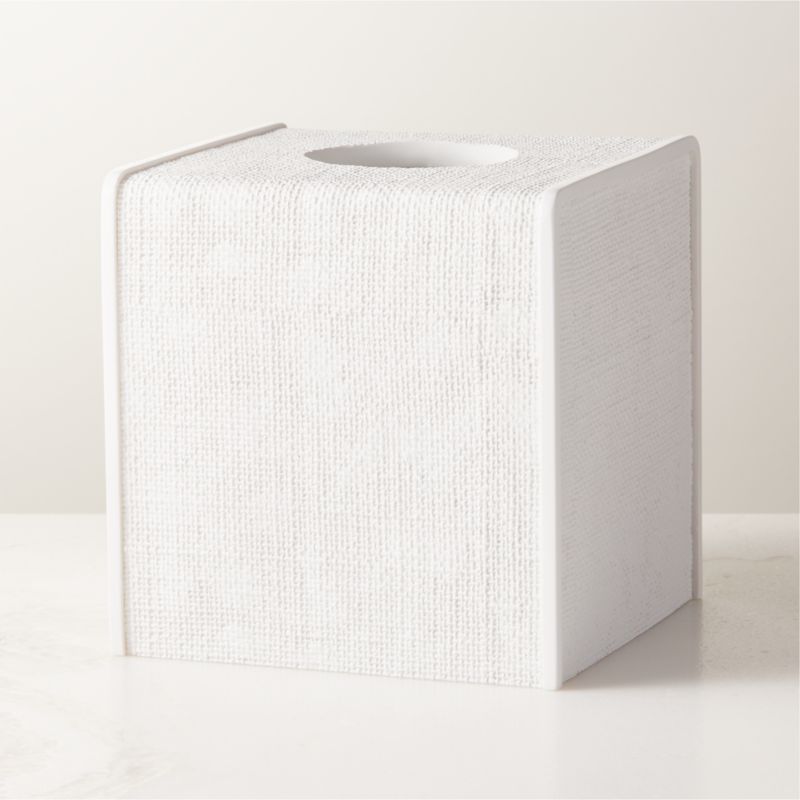 View Isabel Lacquered Linen Ivory Tissue Box Cover details