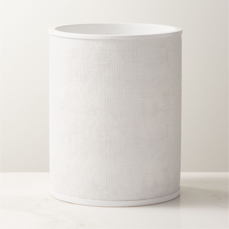 View Isabel Lacquered Linen Ivory Wastebasket details