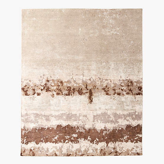 Isadore Hand-Knotted Taupe with Sienna Brown Viscose and Wool Area Rug 9'x12'