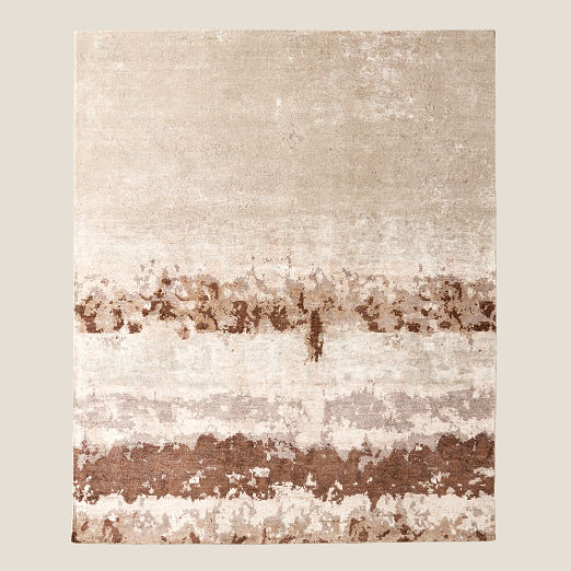 Isadore Hand-Knotted Taupe with Sienna Brown Viscose and Wool Area Rug