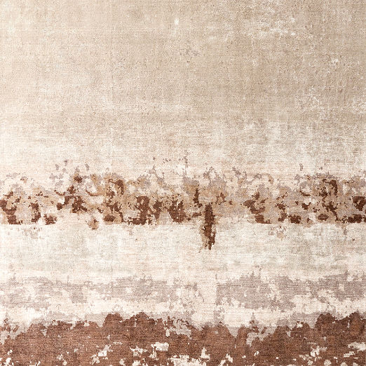 Isadore Hand-Knotted Taupe with Sienna Brown Viscose and Wool Rug Swatch 12"x12"