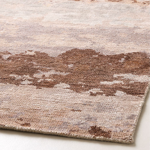 Isadore Hand-Knotted Taupe with Sienna Brown Viscose and Wool Area Rug