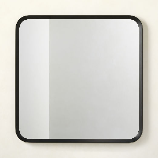 Isari Black Rough Cast Aluminum Square Wall Mirror 36"x36"